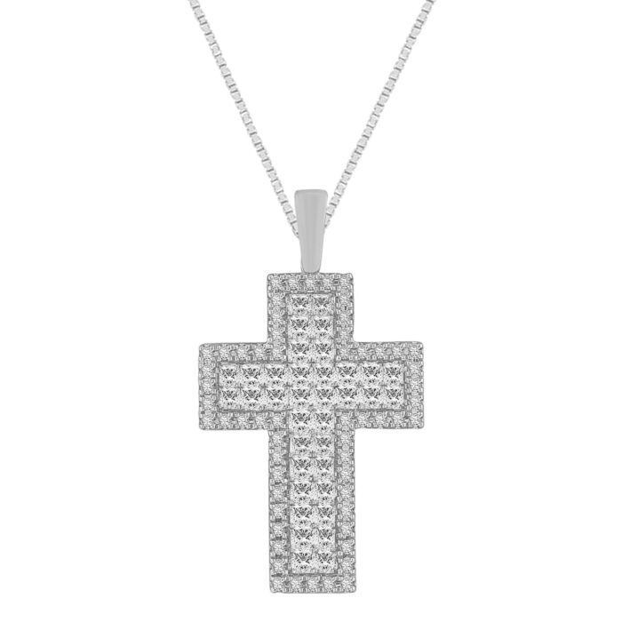1.5 Ct. T.w. Diamond Cross Pendant - Ovani® In 18Kt Gold