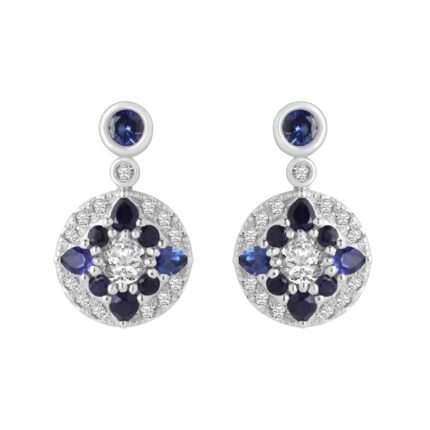 1 Ct. Sapphire & 0.8 Ct. T.w. Diamond Earrings - Ovani® In 18Kt Gold