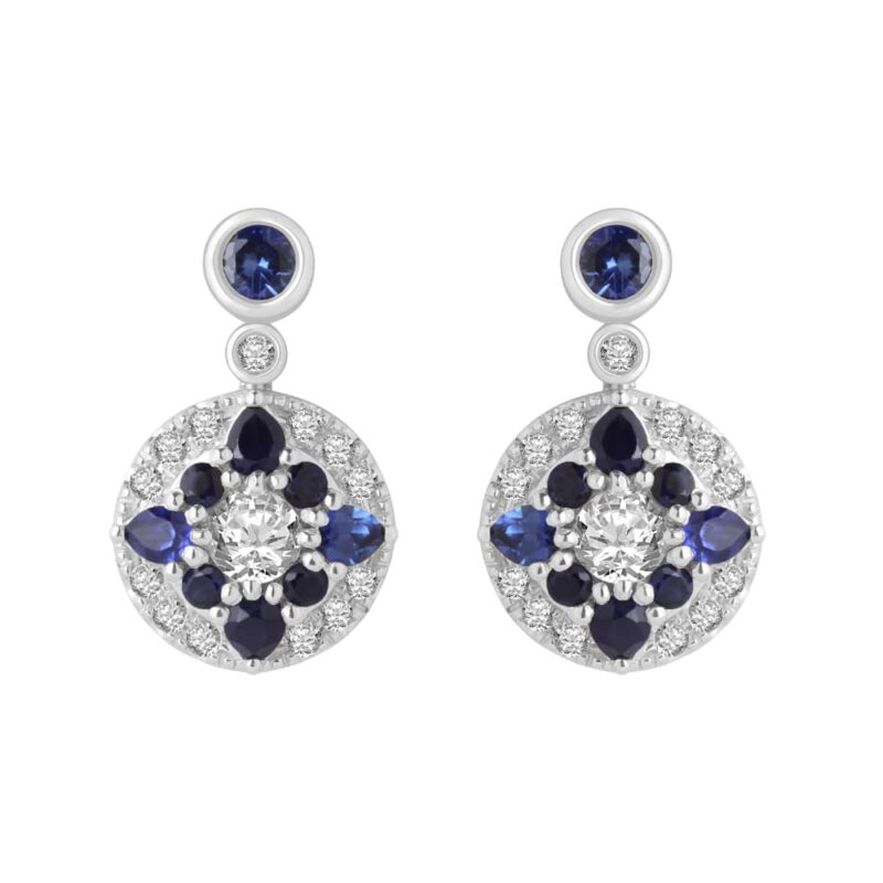 1 Ct. Sapphire & 0.8 Ct. T.w. Diamond Earrings - Ovani® In 18Kt Gold