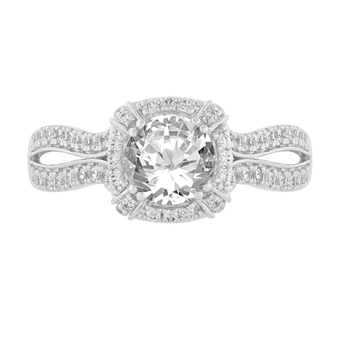 0.5 Ct. T.w. Cubic Zirconia Center Semi-mount With - Ovani® In 18Kt Gold