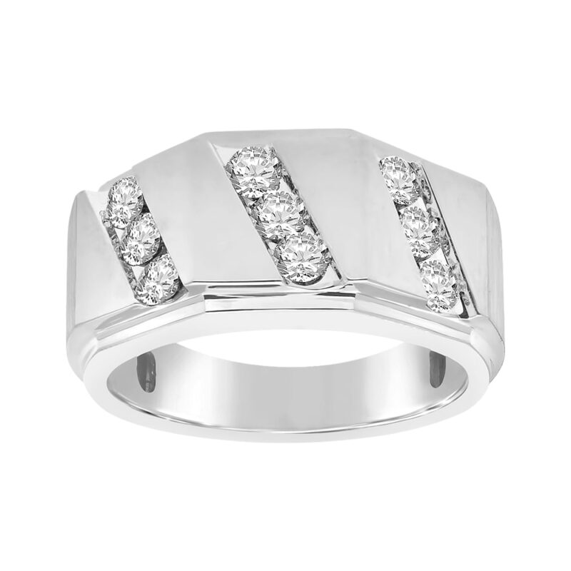 1 Ct. T.w. Diamond 9-stone Men's Ring - Ovani® In 18Kt Gold