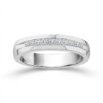 1/2 Ct. T.w. Diamond 10-stone Princess Cut Channel Men Wedding Band - Ovani® In 18Kt White Gold