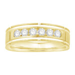 1/6 Ct. T.w. Diamond 7-Stone Satin Finish Channel Men Wedding Band - Ovani® In 18Kt Yellow Gold