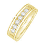 1/6 Ct. T.w. Diamond 7-Stone Satin Finish Channel Men Wedding Band - Ovani® In 18Kt Yellow Gold