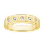 1/5 Ct. T.w. Diamond 5-Stone Satin Finish Men Wedding Band - Ovani® In 18Kt Yellow Gold