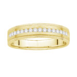 1/4 Ct. T.w. Diamond 16-stone Milgrain Channel Men Wedding Band - Ovani® In 18Kt Yellow Gold