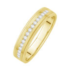 1/4 Ct. T.w. Diamond 16-stone Milgrain Channel Men Wedding Band - Ovani® In 18Kt Yellow Gold