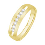 1/4 Ct. T.w. Diamond 7-Stone Satin Finish Channel Men Wedding Band - Ovani® In 18Kt Yellow Gold