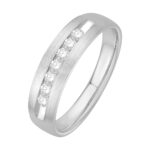 1 Ct. T.w. Diamond 7-Stone Satin Finish Channel Men Wedding Band - Ovani® In 18Kt Yellow Gold