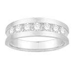 1 Ct. T.w. Diamond 7-Stone Satin Finish Channel Men Wedding Band - Ovani® In 18Kt White Gold