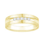 1/5 Ct. T.w. Diamond 5-Stone Satin Finish Channel Men Wedding Band - Ovani® In 18Kt Yellow Gold