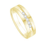 1/5 Ct. T.w. Diamond 5-Stone Satin Finish Channel Men Wedding Band - Ovani® In 18Kt Yellow Gold