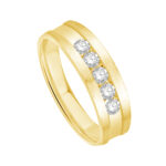1/2 Ct. T.w. Diamond 5-Stone Satin Finish Channel Men Wedding Band - Ovani® In 18Kt Yellow Gold