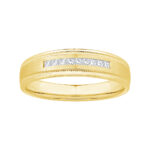 1/4 Ct. T.w. Diamond 9-stone Princess Cut Channel Men Wedding Band - Ovani® In 18Kt Yellow Gold