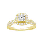 0.65 Ct. T.w. Cubic Zirconia Center Halo Semi-mount Ring - Ovani® In 18kt Yellow Gold