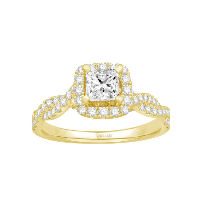 0.65 Ct. T.w. Cubic Zirconia Center Halo Semi-mount Ring - Ovani® In 18kt Yellow Gold