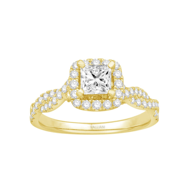 0.65 Ct. T.w. Cubic Zirconia Center Halo Semi-mount Ring - Ovani® In 18kt Yellow Gold
