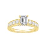 3/4 Ct. T.w. Cubic Zirconia Center Emerald Semi-mount Ring - Ovani® In 18Kt Yellow Gold