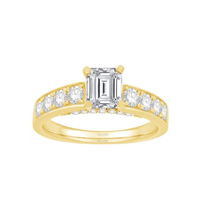 3/4 Ct. T.w. Cubic Zirconia Center Emerald Semi-mount Ring - Ovani® In 18Kt Yellow Gold