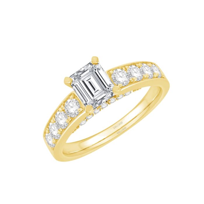 3/4 Ct. T.w. Cubic Zirconia Center Emerald Semi-mount Ring - Ovani® In 18Kt Yellow Gold