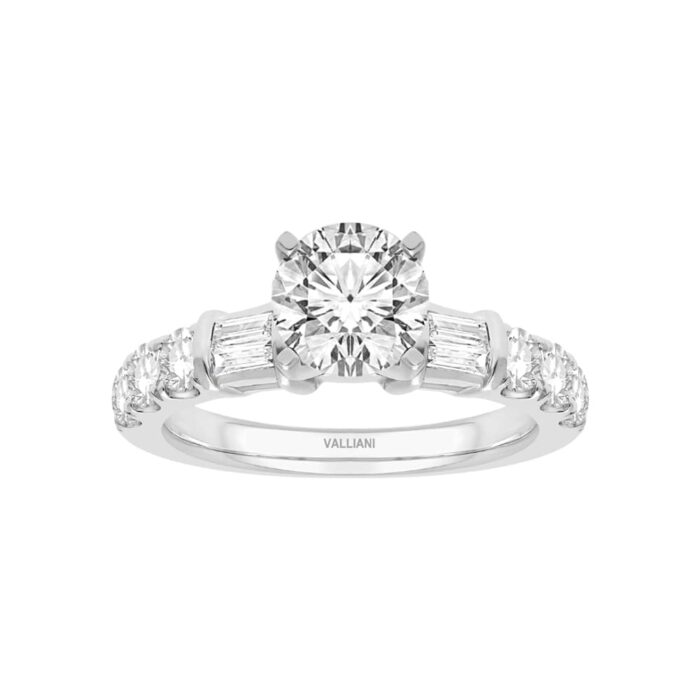 0.9 Ct. T.w. Cubic Zirconia Center Round Brilliant Cut Semi-mount Ring - Ovani® In 18Kt White Gold
