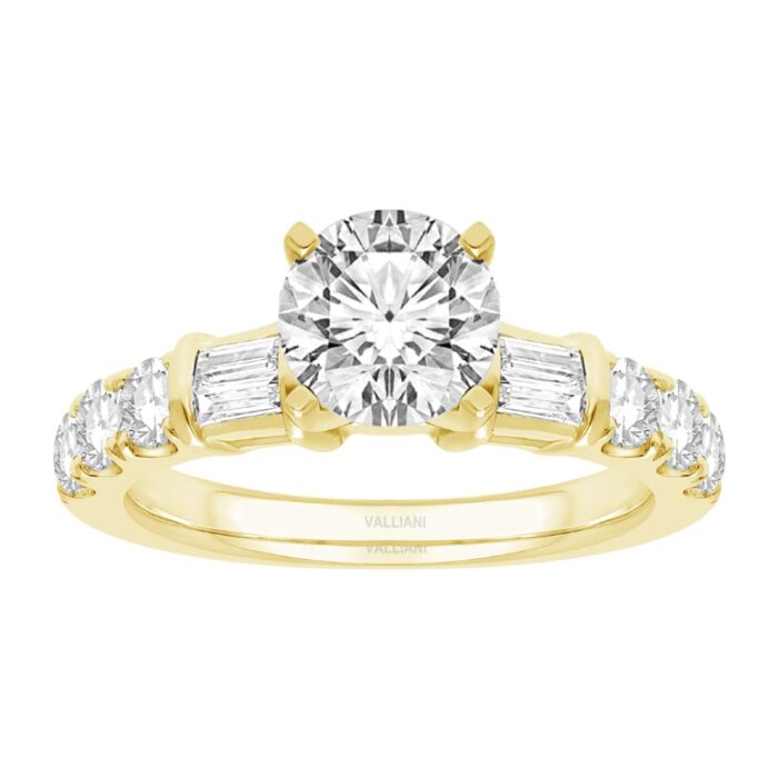 0.9 Ct. T.w. Cubic Zirconia Center Round Brilliant Cut Semi-mount Ring - Ovani® In 18Kt Yellow Gold