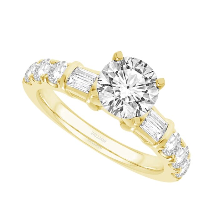 0.9 Ct. T.w. Cubic Zirconia Center Round Brilliant Cut Semi-mount Ring - Ovani® In 18Kt Yellow Gold