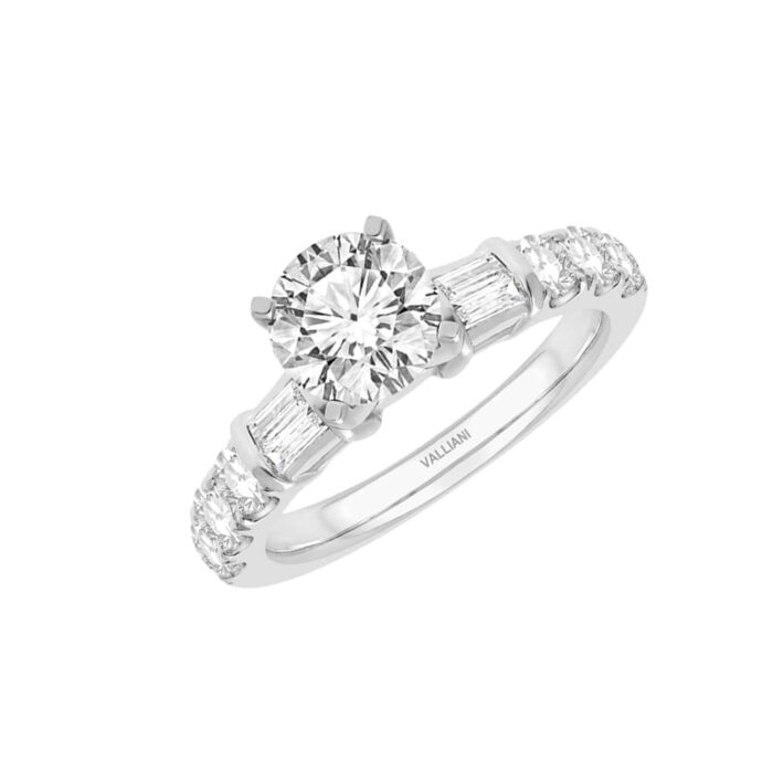 0.9 Ct. T.w. Cubic Zirconia Center Round Brilliant Cut Semi-mount Ring - Ovani® In 18Kt White Gold