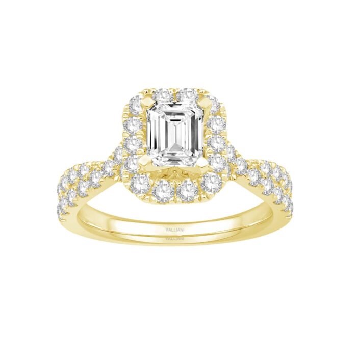 1 Ct. T.w. Cubic Zirconia Center Halo Split Shank Semi-mount Ring - Ovani® In 18Kt Yellow Gold