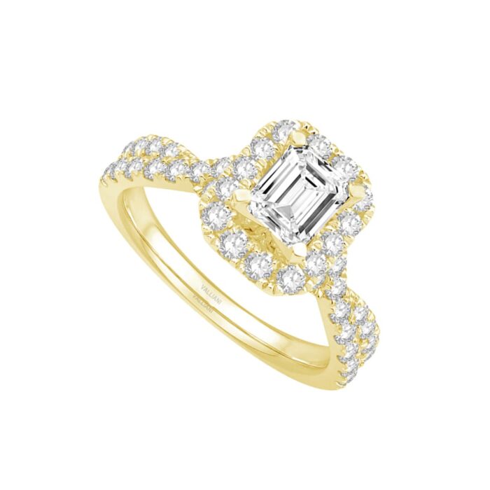 1 Ct. T.w. Cubic Zirconia Center Halo Split Shank Semi-mount Ring - Ovani® In 18Kt Yellow Gold