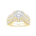 3/2 Ct. T.w. Cubic Zirconia Center Halo Split Shank Semi-mount Ring - Ovani® In 18Kt Yellow Gold