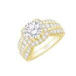 3/2 Ct. T.w. Cubic Zirconia Center Halo Split Shank Semi-mount Ring - Ovani® In 18Kt Yellow Gold