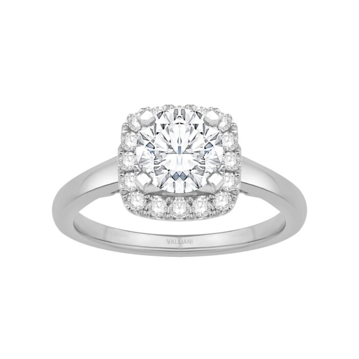 0.4 Ct. T.w. Cubic Zirconia Center Halo Semi-mount Ring - Ovani® In 18Kt White Gold