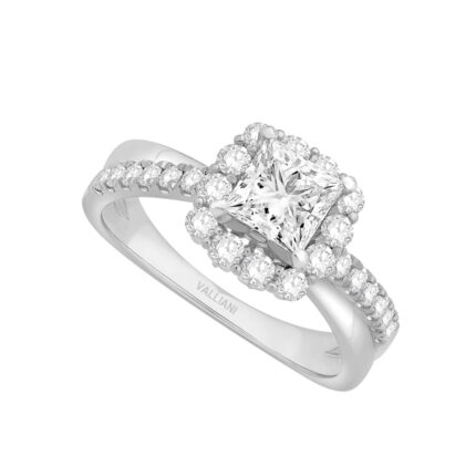 0.65 Ct. T.w. Cubic Zirconia Center Square Semi-mount Ring - Ovani® In 18Kt White Gold