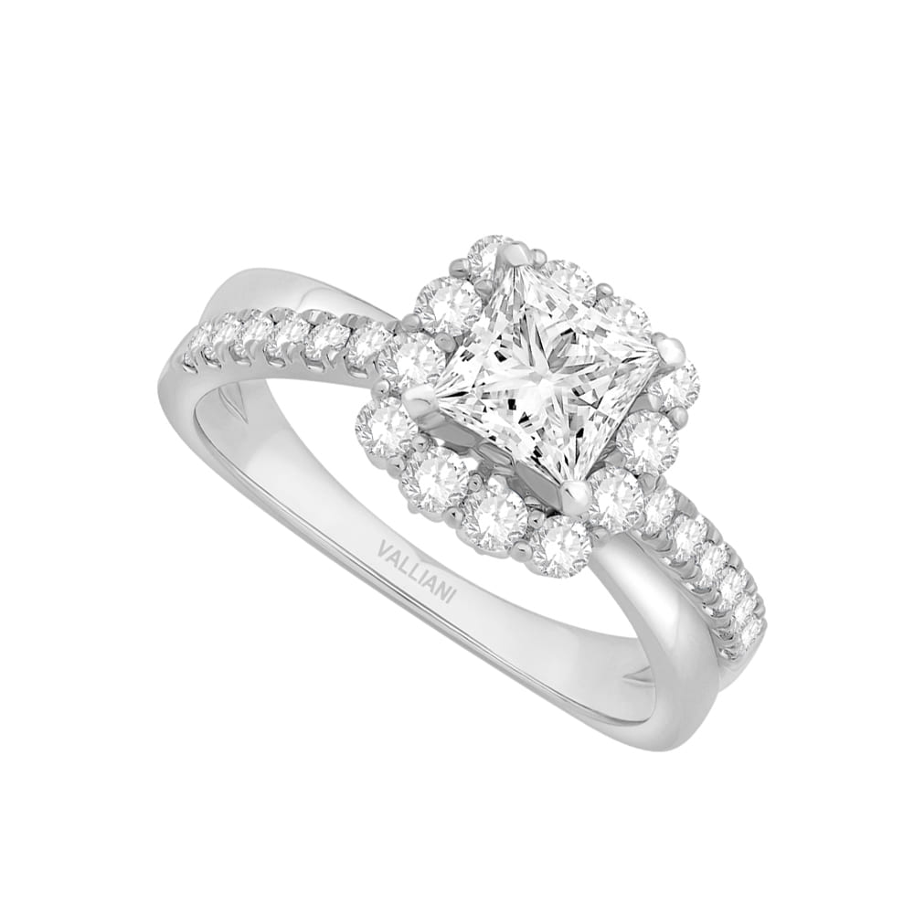 0.65 Ct. T.w. Cubic Zirconia Center Square Semi-mount Ring - Ovani® In 18Kt White Gold