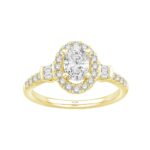 1/2 Ct. T.w. Cubic Zirconia Center Halo Semi-mount Ring - Ovani® In 18Kt Yellow Gold
