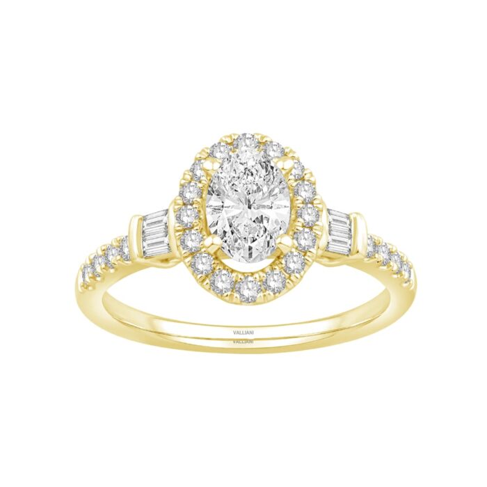 1/2 Ct. T.w. Cubic Zirconia Center Halo Semi-mount Ring - Ovani® In 18Kt Yellow Gold