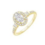 1/2 Ct. T.w. Cubic Zirconia Center Halo Semi-mount Ring - Ovani® In 18Kt Yellow Gold