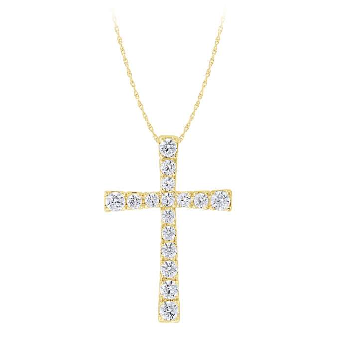 0.5 Ct. T.w. Diamond Cross Pendant - Ovani® In 18Kt Yellow Gold