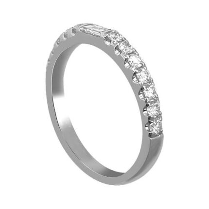 0.53 Ct. T.w. Diamond Baguette And Round Wedding Band - Ovani®