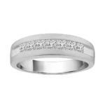 1 Ct. T.w. Diamond 7-stone Princess Cut Channel Men Wedding Band - Ovani In 18Kt White Gold