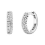 Bella By Ovani Lab-grown Diamonds 2-row Huggie Hoops 0.30 Ct. T.w. In 14k White Gold