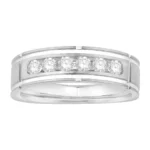 1/2 Ct. T.w. Diamond Round 6-stone Channel Men Wedding Band - Ovani In 18Kt White Gold