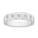 1/4 Ct. T.w. Diamond Round 5-stone Men Wedding Band - Ovani In 18Kt White Gold