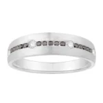 1/3 Ct. T.w. Black & White Diamond Men Wedding Band - Ovani In 14Kt White Gold