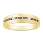 1/3 Ct. T.w. Black & Yellow Diamond Men Wedding Band - Ovani In 14Kt Yellow Gold