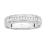 1/4 Ct. T.w. Diamond Channel Milgrain Men Wedding Band - Ovani In 18Kt White Gold
