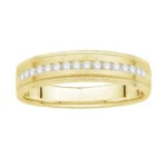 1/4 Ct. T.w. Diamond Channel Milgrain Men Wedding Band - Ovani In 18Kt Yellow Gold