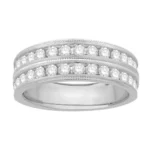 Ovani Collection's Perfect 2-Row Channel Milgrain Men's Band in 18KT Gold (1.50 CT. T.W.)