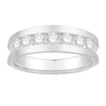 1 Ct. T.w. Diamond 7-stone Channel Men Wedding Band - OvaniIn 18Kt White Gold